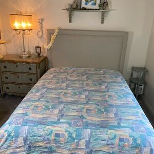 Wamsutta vintage 80s 90s Abstract Blue and Cream Duvet Cover